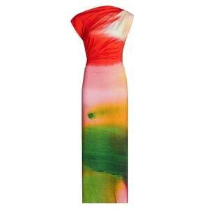 Oscar de la Renta - Draped Watercolor-Print Jersey Midi Dress US12